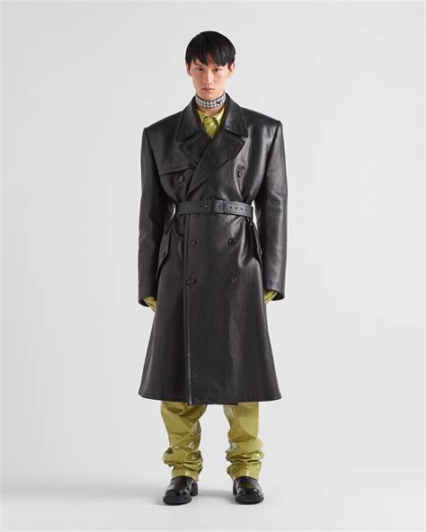 prada leather trench|Oversized double.